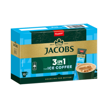 764002 Jacobs 3in1 Typ Ice Coffee, Loeskaffee Sticks mit Kaffeeweisser und Zucker, 10 Portionen, 127g